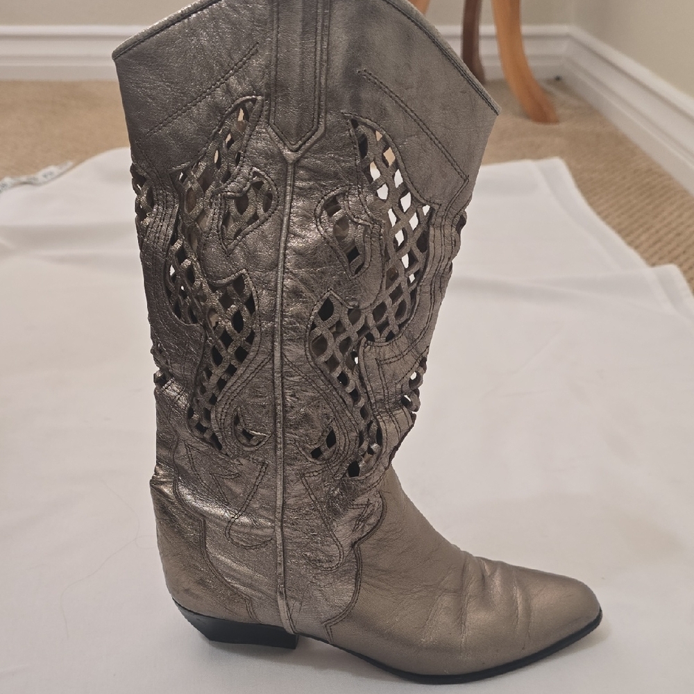 Lenni, Vintage Women's Metallic Western Boots 7‎